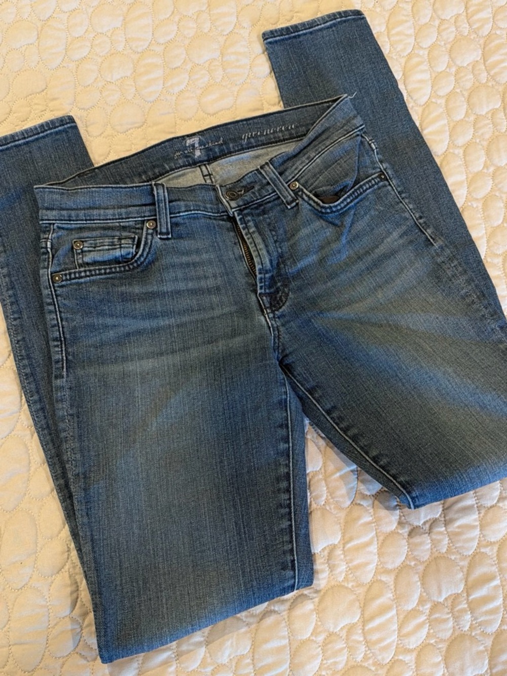7 For All Mankind Women's Medium Blue Skinny Jeans